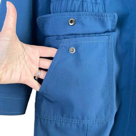 Talbots Insulated Hooded Full Zip Rain Coat Jacket Fitted Waist in Blue, Size SP - Picture 6 of 13